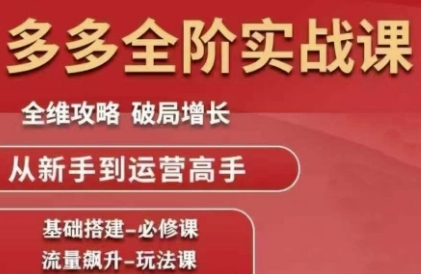 拼多多全阶实战课程，全维攻略，破局增长，从新手到运营高手-生财社