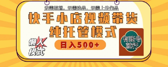 快手小店托管代运营，无需剪辑，无需选品，无需上传作品，全程无需操作，轻松月入5k+【揭秘】-生财社