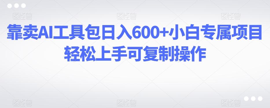 靠卖AI工具包日入600+小白专属项目轻松上手可复制操作-生财社