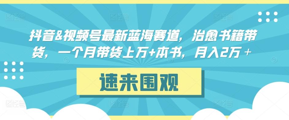抖音&视频号最新蓝海赛道，治愈书籍带货，一个月带货上万+本书，月入2万＋【揭秘】-生财社