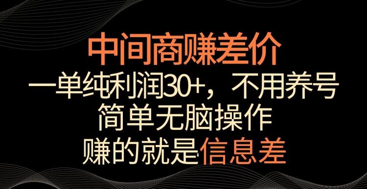 中间商赚差价，一单纯利润30+，简单无脑操作，赚的就是信息差，轻轻松松日入1000+【揭秘】-生财社