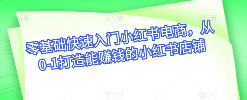 零基础快速入门小红书电商，从0-1打造能赚钱的小红书店铺-生财社