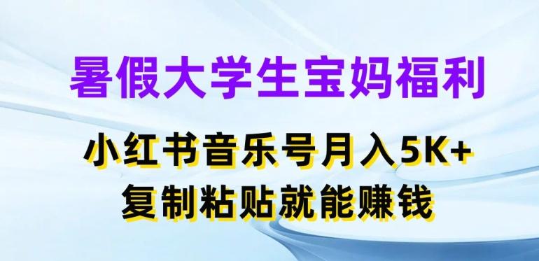 暑假大学生宝妈福利，小红书音乐号月入5000+，复制粘贴就能赚钱【揭秘】-生财社