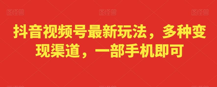 抖音视频号最新玩法，多种变现渠道，一部手机即可-生财社