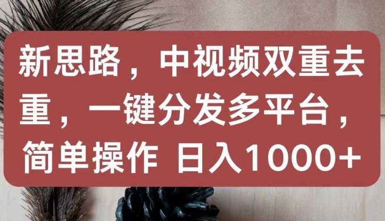 新思路，中视频双重去重，一键分发多平台，简单操作，日入1000+【揭秘】-生财社