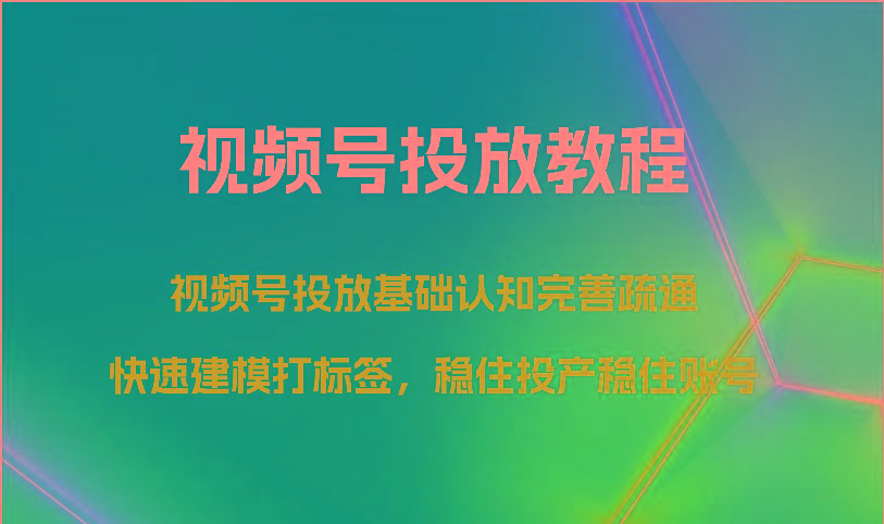 视频号投放教程-视频号投放基础认知完善疏通，快速建模打标签，稳住投产稳住账号-生财社