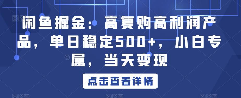 闲鱼掘金：高复购高利润产品，单日稳定500+，小白专属，当天变现-生财社