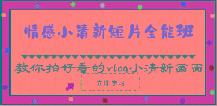 情感小清新短片全能班-教你拍好看的vlog小清新画面(30节课)-生财社