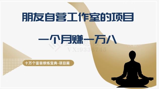 十万个富翁修炼宝典之16.朋友自营工作室的项目，一个月赚一万八-生财社