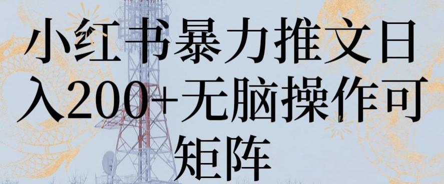 小红书暴力推文日入200+无脑操作可矩阵【揭秘】-生财社