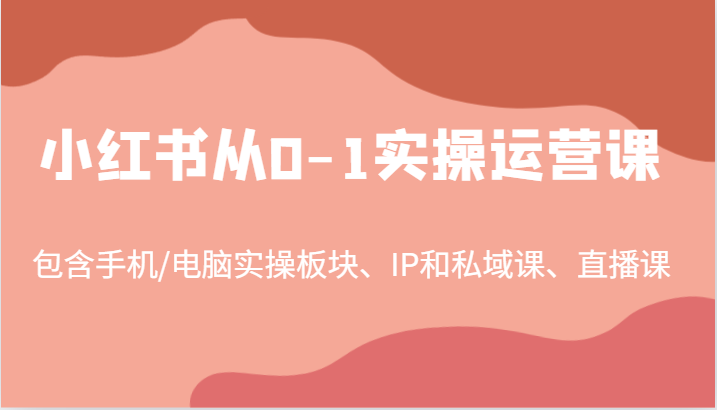 小红书从0-1实操运营课，包含手机/电脑实操板块、IP和私域课、直播课(97节)-生财社
