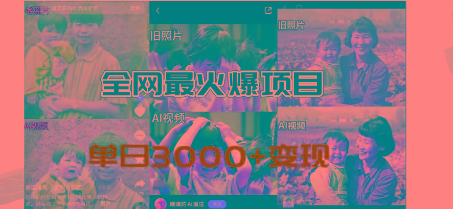全网爆火的AI让老照片动起来教程，蹭热点日赚3000+，内含免费工具一键…-生财社