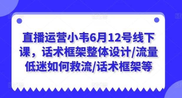 直播运营小韦6月12号线下课，话术框架整体设计/流量低迷如何救流/话术框架等-生财社
