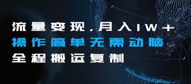 流量变现，月入1W+操作简单无需动脑全程搬运复制【揭秘】-生财社