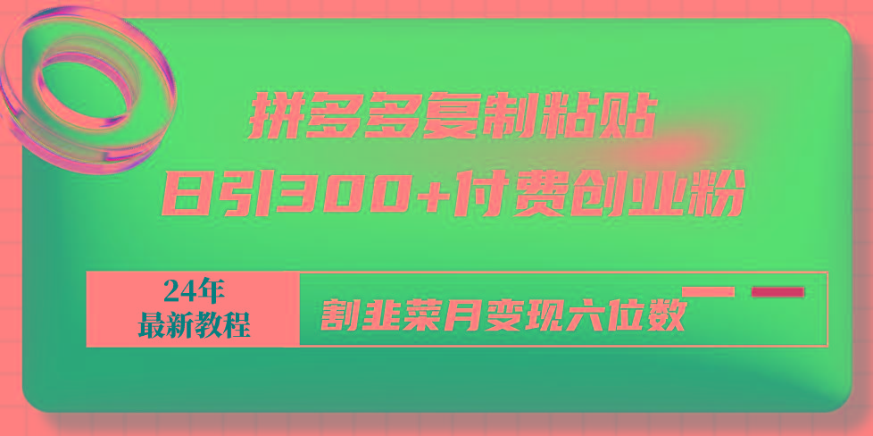 拼多多复制粘贴日引300+付费创业粉，割韭菜月变现六位数最新教程！-生财社