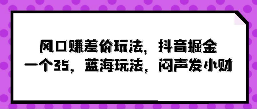 (10022期)风口赚差价玩法，抖音掘金，一个35，蓝海玩法，闷声发小财-生财社