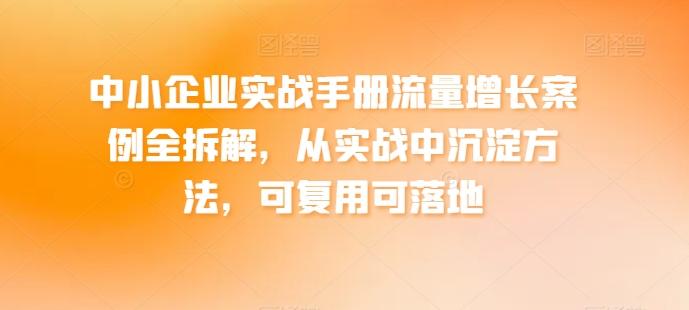 中小企业实战手册流量增长案例全拆解，从实战中沉淀方法，可复用可落地-生财社