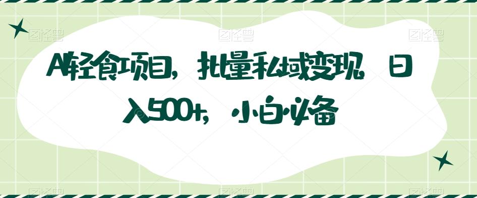 AI轻食项目，批量私域变现，日入500+，小白必备-生财社