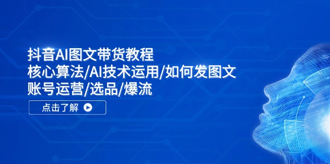 抖音AI图文带货教程：核心算法/AI技术运用/如何发图文/账号运营/选品/爆流-生财社