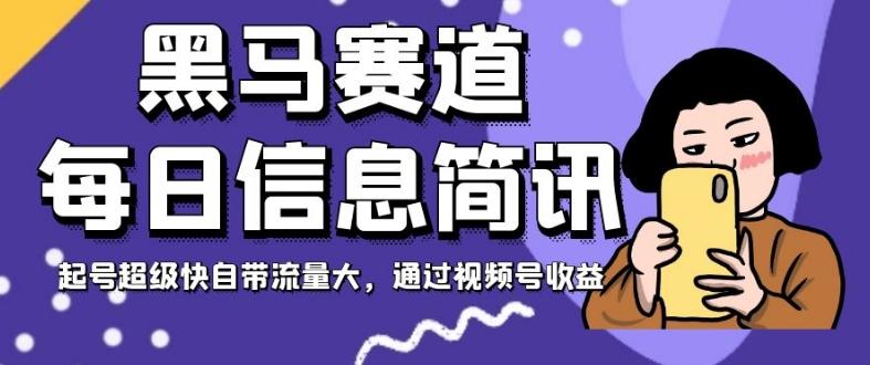 黑马赛道每日信息简讯，起号超级快自带流量大，通过视频号收益【揭秘】-生财社