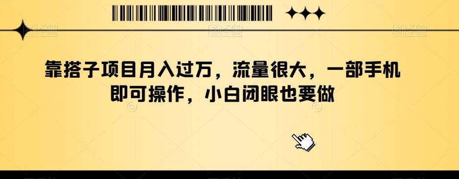靠搭子项目月入过万，流量很大，一部手机即可操作，小白闭眼也要做-生财社