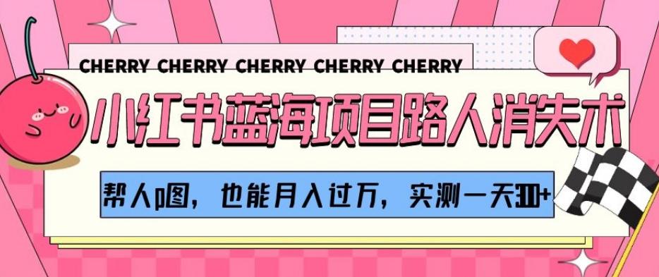 小红书蓝海项目路人消失术，帮人p图，也能月入过万，实测一天300+【揭秘】-生财社
