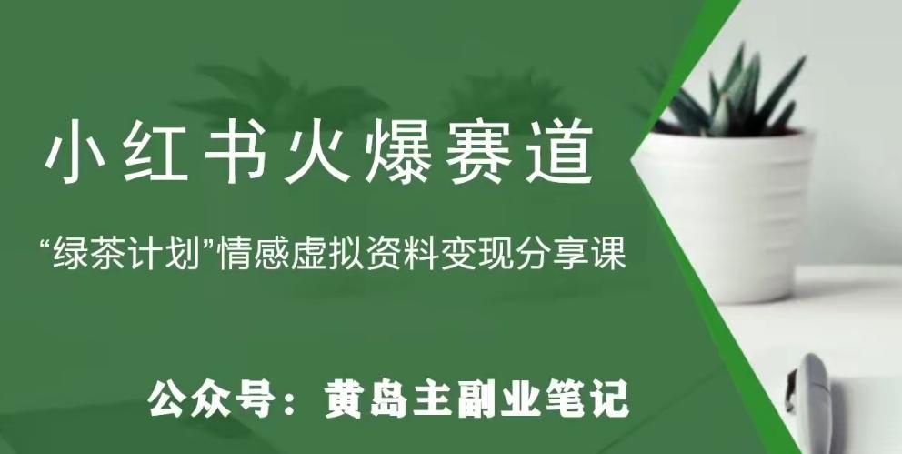 黄岛主·小红书绿茶计划情感虚拟资料变现项目，花我598买来拆解出来给你-生财社