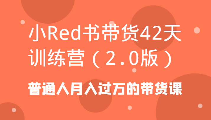 小Red书带货42天训练营(2.0版)普通人月入过万的带货课-生财社