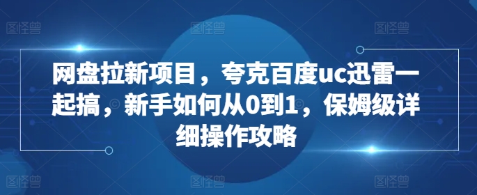 网盘拉新项目，夸克百度uc迅雷一起搞，新手如何从0到1，保姆级详细操作攻略-生财社