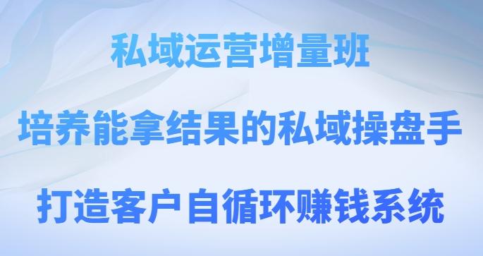 私域运营增量班，培养能拿结果的私域操盘手，打造客户自循环赚钱系统-生财社