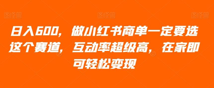 日入600，做小红书商单一定要选这个赛道，互动率超级高，在家即可轻松变现-生财社