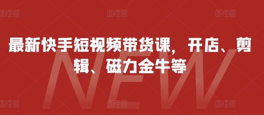 最新快手短视频带货课，开店、剪辑、磁力金牛等-生财社