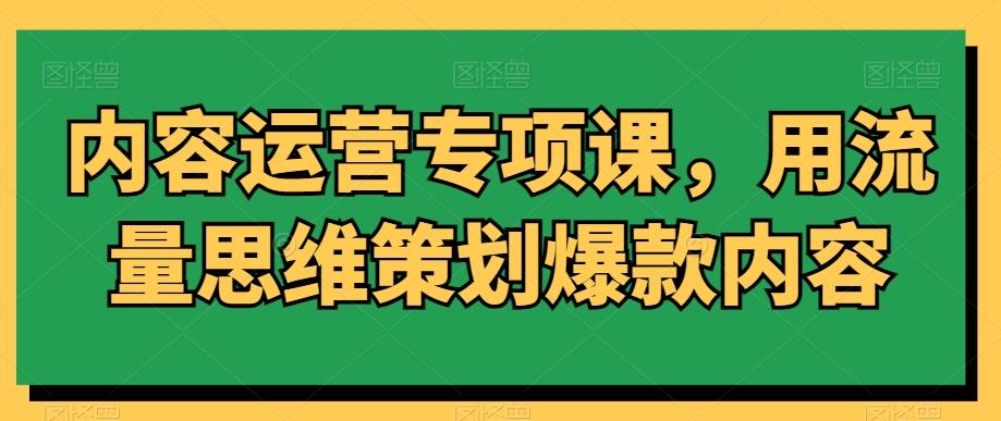 内容运营专项课，用流量思维策划爆款内容-生财社