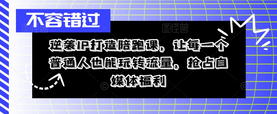 逆袭IP打造陪跑课，让每一个普通人也能玩转流量，抢占自媒体福利-生财社