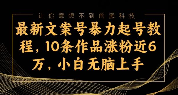 最新文案号暴力起号教程，10条作品涨粉近6万，小白无脑上手-生财社