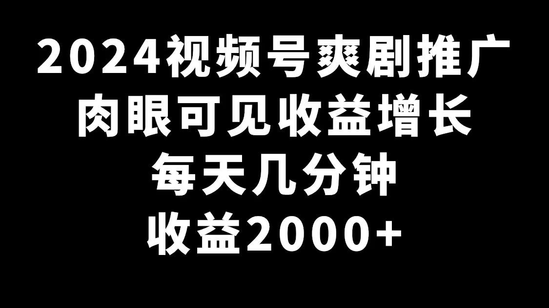 2024视频号爽剧推广，肉眼可见的收益增长，每天几分钟收益2000+-生财社