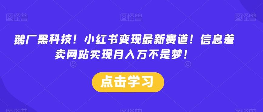 鹅厂黑科技！小红书变现最新赛道！信息差卖网站实现月入万不是梦！-生财社