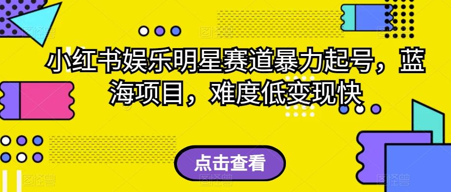 小红书娱乐明星赛道暴力起号，蓝海项目，难度低变现快【揭秘】-生财社