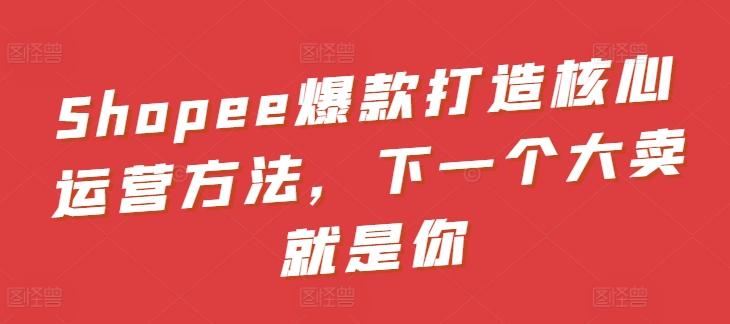 Shopee爆款打造核心运营方法，下一个大卖就是你-生财社