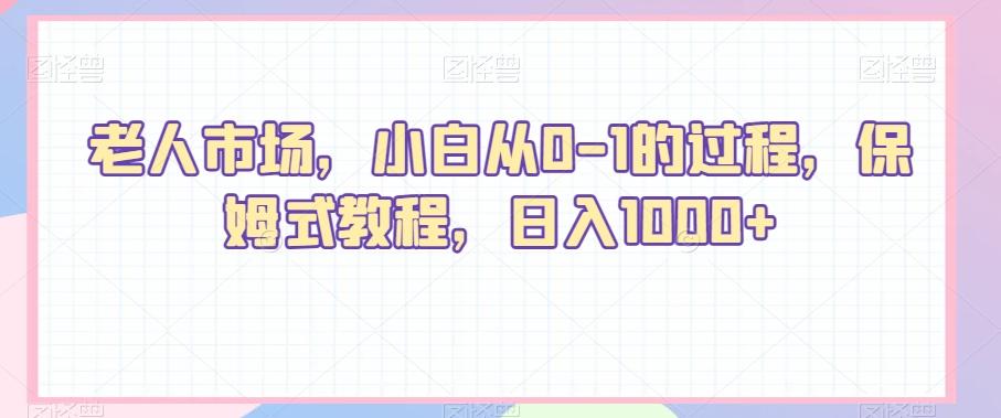 老人市场，小白从0-1的过程，保姆式教程，日入1000+-生财社