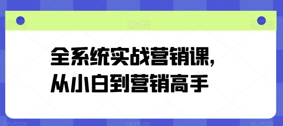 全系统实战营销课，从小白到营销高手-生财社