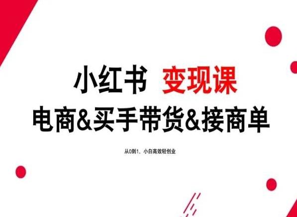 2024年最新小红书变现课，电商&买手带货&接商单，从0到1，小白高效轻创业-生财社