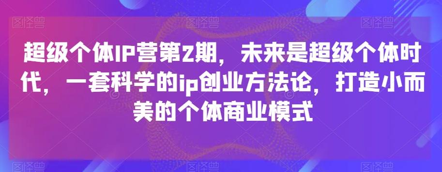 超级个体IP营第2期，未来是超级个体时代，一套科学的ip创业方法论，打造小而美的个体商业模式-生财社