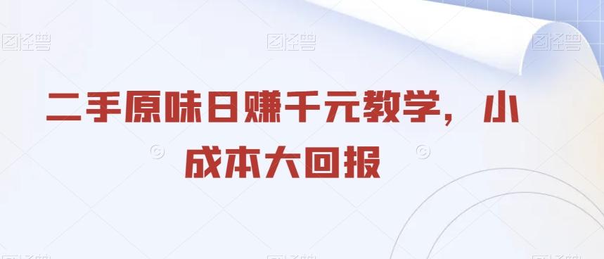 二手原味日赚千元教学，小成本大回报-生财社