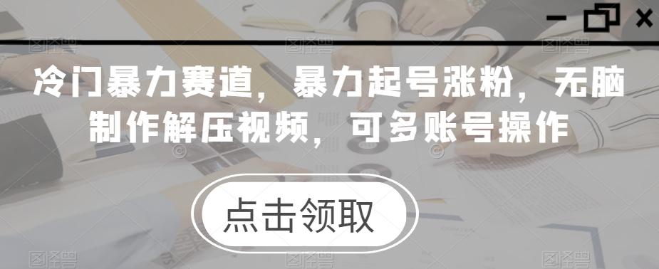 冷门暴力赛道，暴力起号涨粉，无脑制作解压视频，可多账号操作-生财社