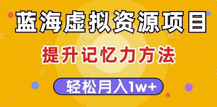 蓝海虚拟资源项目，提升记忆力方法，多种变现方式，轻松月入1w+【揭秘】-生财社