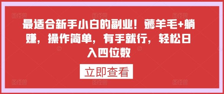 最适合新手小白的副业！薅羊毛+躺赚，操作简单，有手就行，轻松日入四位数【揭秘】-生财社