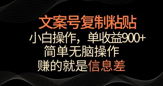 文案号掘金，简单复制粘贴，小白操作，单作品收益900+【揭秘】-生财社