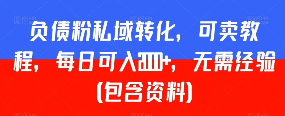 负债粉私域转化，可卖教程，每日可入2000+，无需经验（包含资料）【揭秘】-生财社