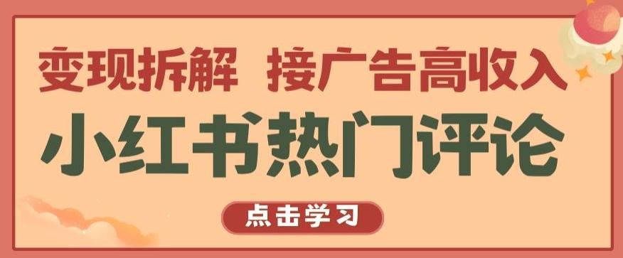 小红书热门评论，变现拆解，接广告高收入【揭秘 】-生财社